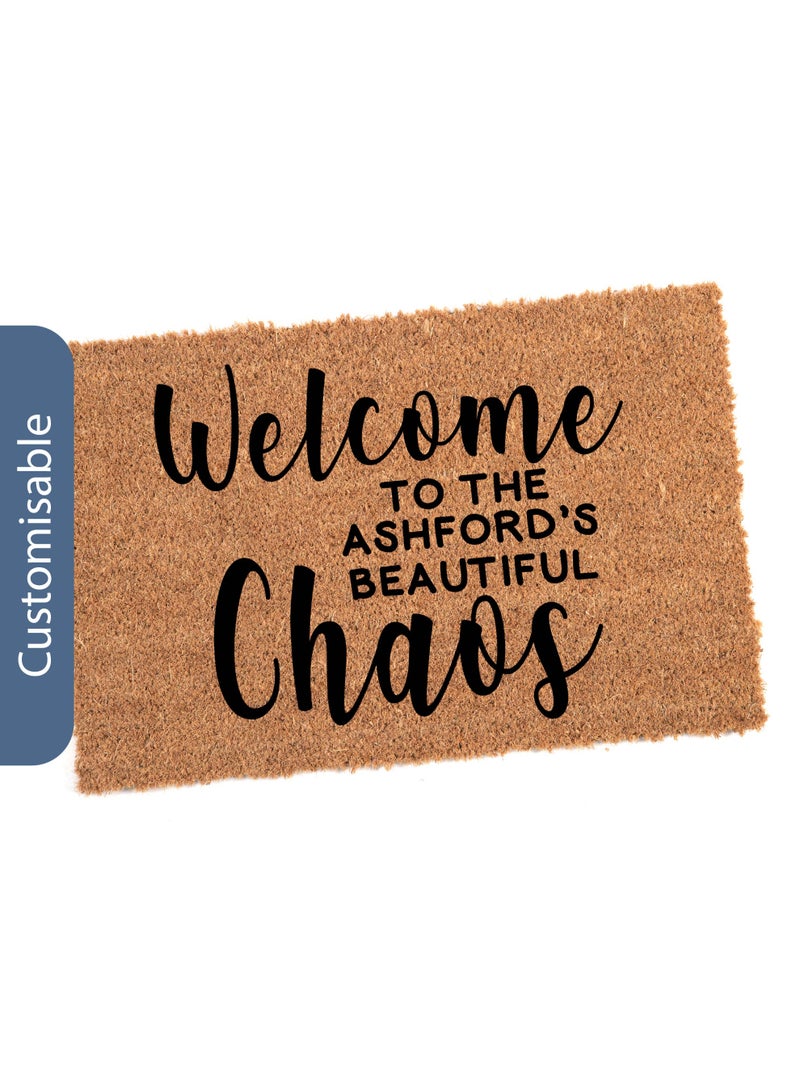 Share the Love Personalised Welcome to Chaos Doormat - Image 1