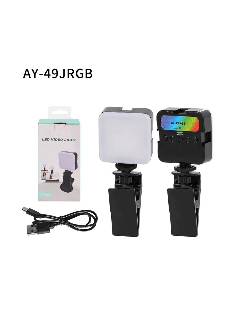 Generic Portable RGB Video Light Fill Light 0-360 Full Color Video Light Dimmable 180 Degree Front and Rear Adjustment Angle for Photography,Video Conference  - Image 1