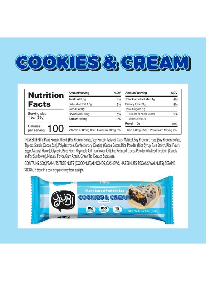 YuBi Bar Cookies & Cream Protein Bar - 12 Pack | Healthy Snack | 99 Calories, High Protein & Fibre, Low Sugar | Gluten-Free, Plant-Based UK BRAND - Image 4