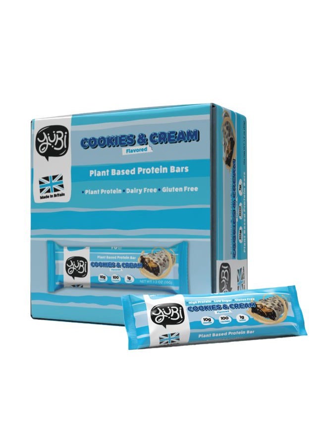 YuBi Bar Cookies & Cream Protein Bar - 12 Pack | Healthy Snack | 99 Calories, High Protein & Fibre, Low Sugar | Gluten-Free, Plant-Based UK BRAND - Image 1