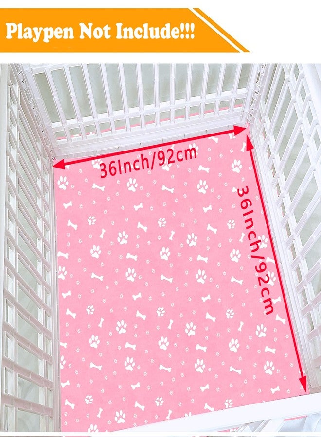 THINMUHAND 2 Pack Dog Playpen Bottom Pad Fits for 36 Inch 4 Panels Exercise Pet Playpen, Dog Crate Pad Puppy, Hoop and Loop Design (Note: Playpen Not Included). (Pink) - Image 2