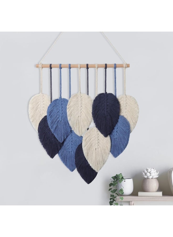 انتيكيانو ريشة مكرمية للتعليق على الحائط بتصميم اوراق شجر بوهو مصنوع يدويا اخضر سيج وبيج - Image 1