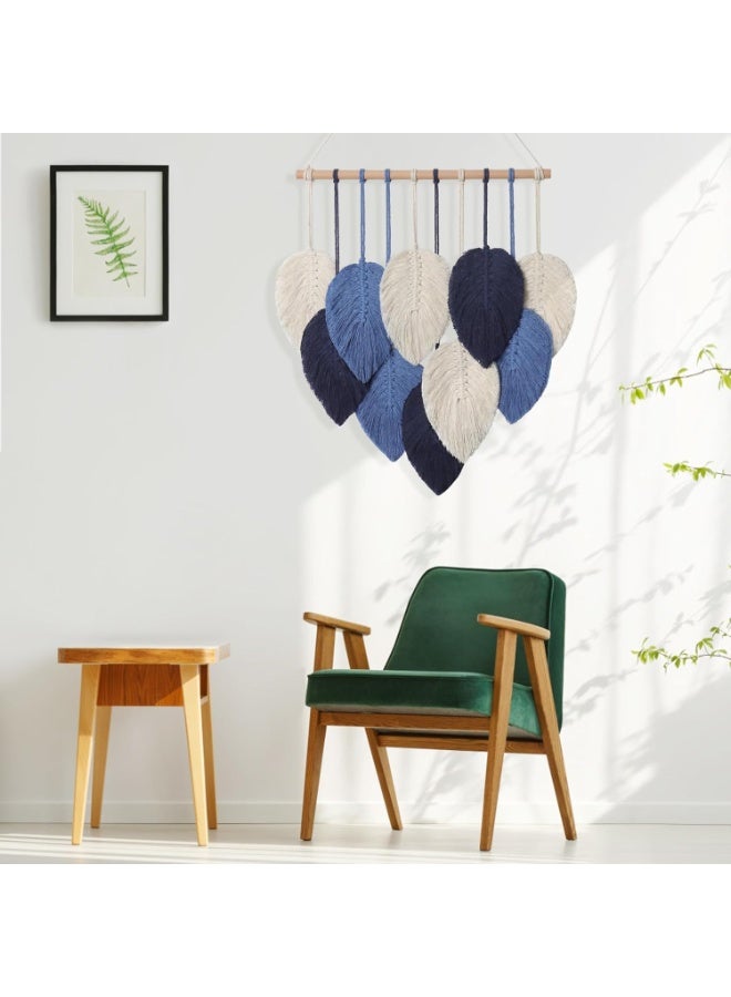 انتيكيانو ريشة مكرمية للتعليق على الحائط بتصميم اوراق شجر بوهو مصنوع يدويا اخضر سيج وبيج - Image 4