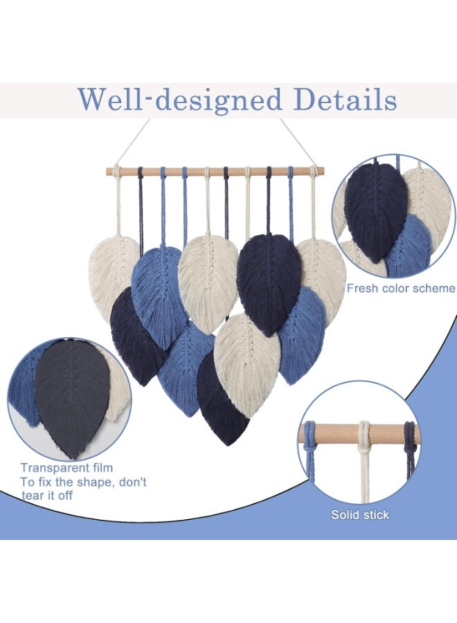 انتيكيانو ريشة مكرمية للتعليق على الحائط بتصميم اوراق شجر بوهو مصنوع يدويا اخضر سيج وبيج - Image 5