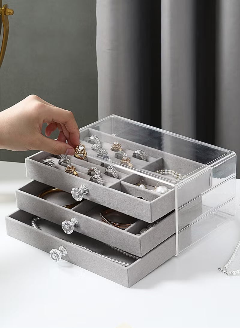 Shein Multi-functional Jewelry Storage Boxes And Organizers for Women Girls Velvet Flannelette Earrings Rings Necklace Bracelets Jewelry Tray Storage Case - Image 1