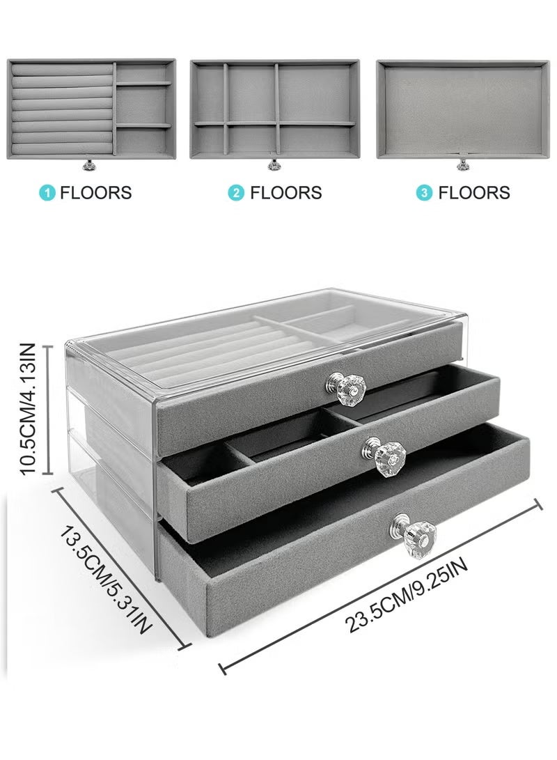 Shein Multi-functional Jewelry Storage Boxes And Organizers for Women Girls Velvet Flannelette Earrings Rings Necklace Bracelets Jewelry Tray Storage Case - Image 2