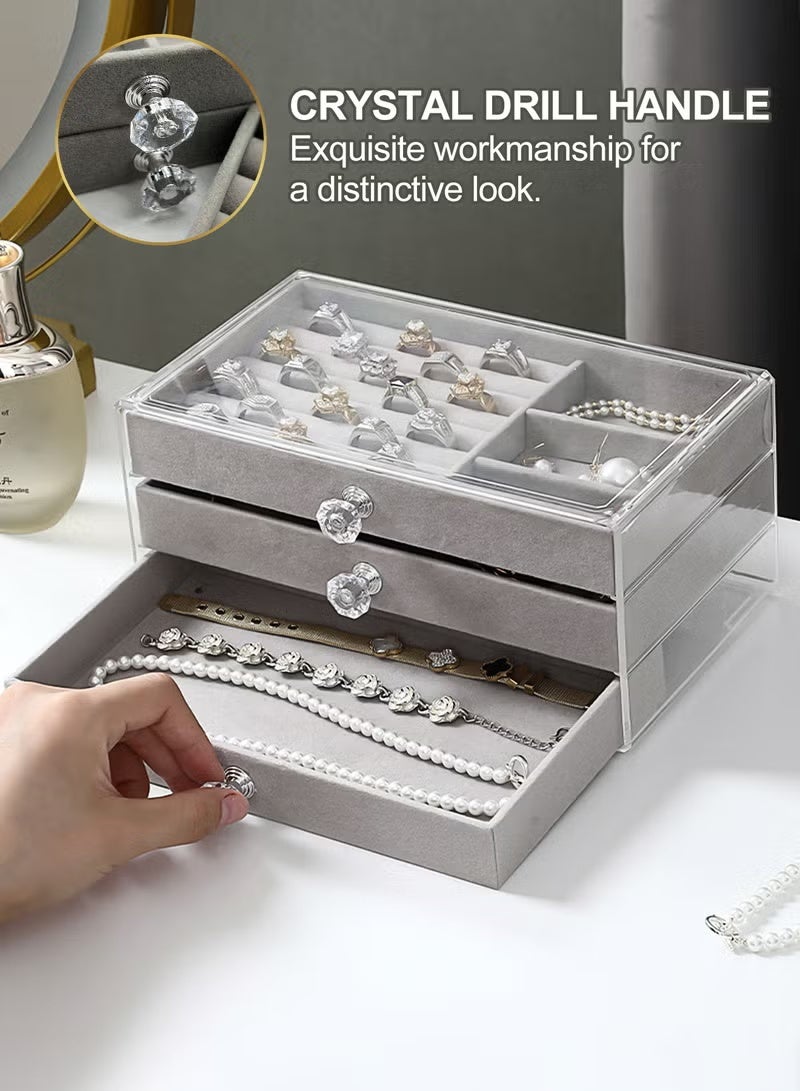 Shein Multi-functional Jewelry Storage Boxes And Organizers for Women Girls Velvet Flannelette Earrings Rings Necklace Bracelets Jewelry Tray Storage Case - Image 3