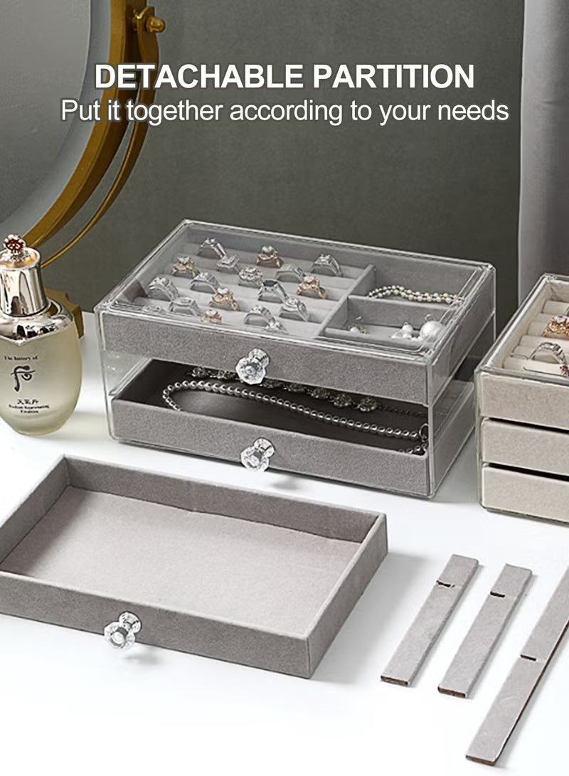 Shein Multi-functional Jewelry Storage Boxes And Organizers for Women Girls Velvet Flannelette Earrings Rings Necklace Bracelets Jewelry Tray Storage Case - Image 5