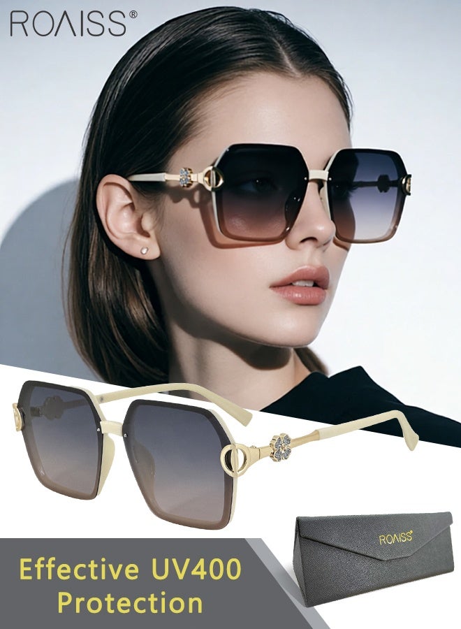 roaiss Women's Polarized Butterfly Sunglasses, UV400 Protection Sun Glasses with Stylish Temples, Fashion Anti-glare Sun Shades for Women with Glasses Case, 65mm - Image 1