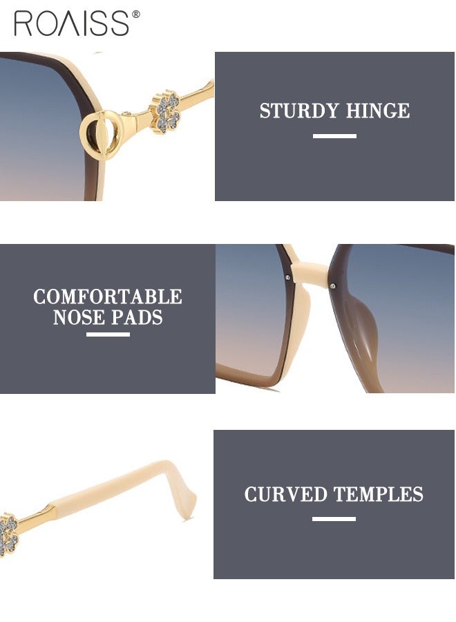 roaiss Women's Polarized Butterfly Sunglasses, UV400 Protection Sun Glasses with Stylish Temples, Fashion Anti-glare Sun Shades for Women with Glasses Case, 65mm - Image 4