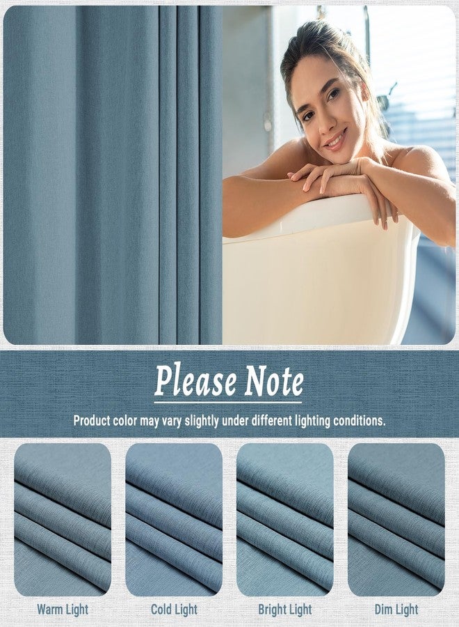 WONICY No Hook Shower Curtain with Snap in Liner, Polyester Textured Shower Curtain with Liner Set, Waterproof Washable Hotel Style Shower Curtains for Bathroom, 71Wx74H, Blue Grey - Image 5