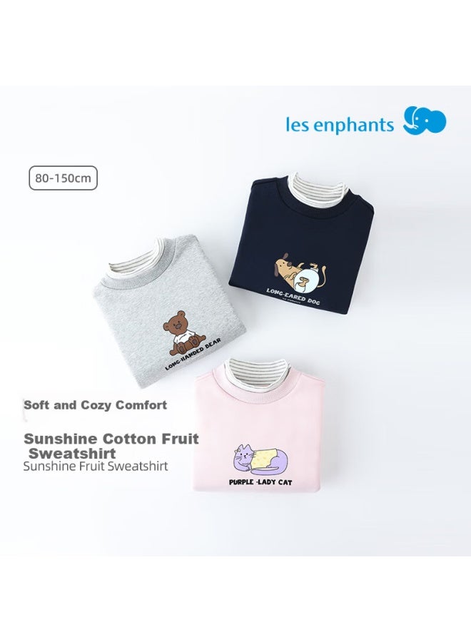 Les enphants Liyingfang Kids Hoodie Boys Fleece Sweatshirt Baby Top Autumn Light Night Navy 130 CM - Image 1