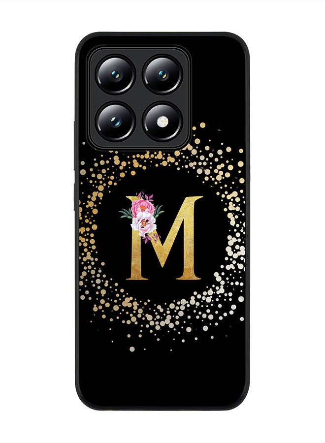 Stylizedd For Xiaomi 14T Case,Slim fit Camera Protection, Shockproof Thin Phone cover - Custom Monogram Floral - M ( Black ) - Image 1