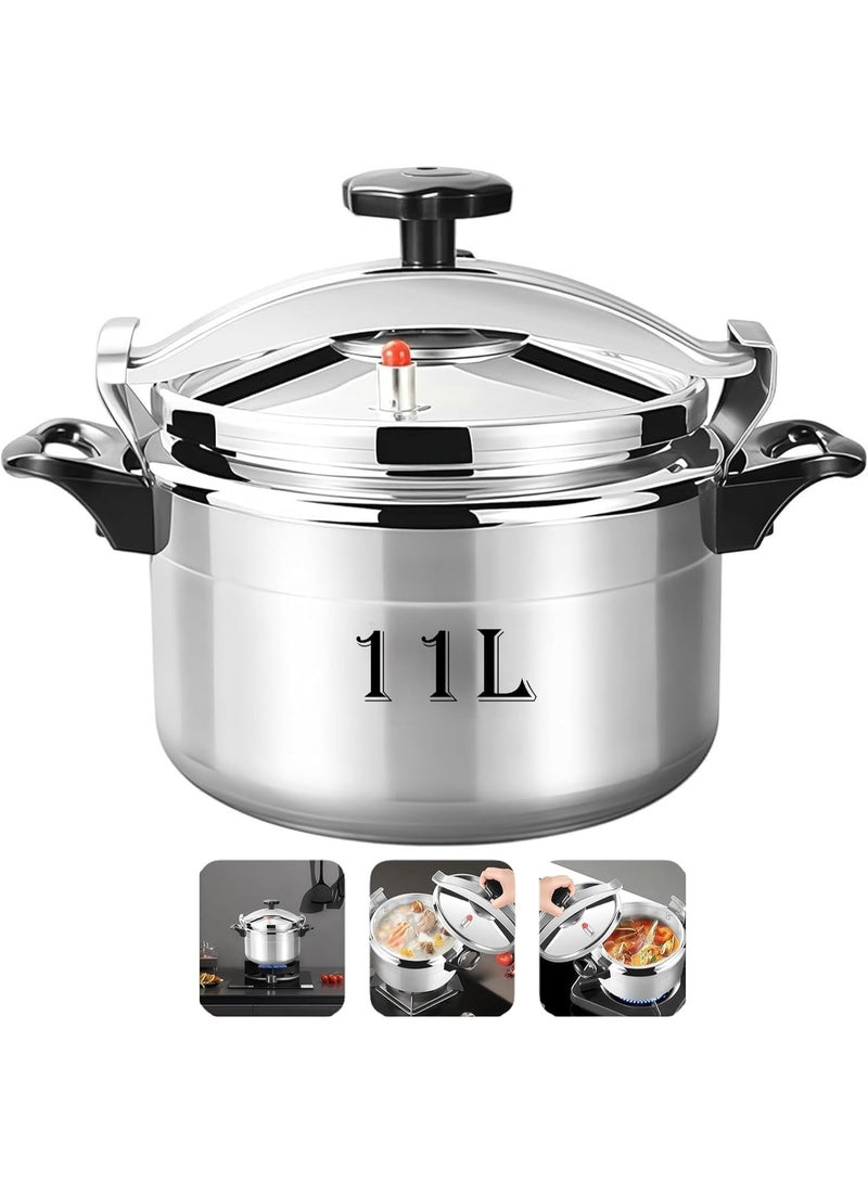 Denx An 11-liter aluminum pressure cooker with a diameter of 28 cm, featuring a modern and elegant design, a tightly sealed lid, an innovative safety system with a smart pressure valve that prevents explosions, and a sturdy base that provides even heat distribution for fast and healthy cooking. Ideal for all kinds of meals and for large families in stylish modern kitchens. - Image 1