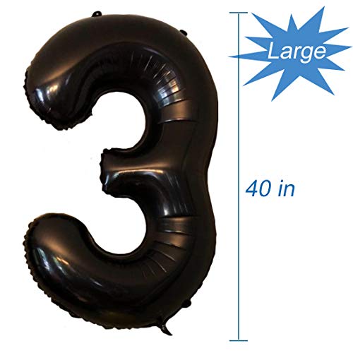 Tellpet Black Number 3 Balloon 40 Inch - Image 5