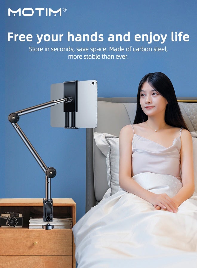 Motim Adjustable Tablet Stand iPad Holder for Desk and Bed, Lazy Phone Holder Flexible Tablet Holder Hands Free for iPad pro, iPad, iPhone 17/16/15/14/13/12/11 etc, Samsung Galaxy, and All 4-12.9" Devices - Image 2