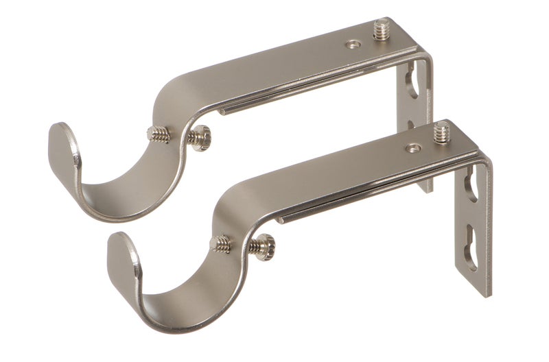 Ivilon Adjustable Brackets for Curtain Rods  for 1 or 1 18 Inch Rods Set of 2  Satin Nickel
