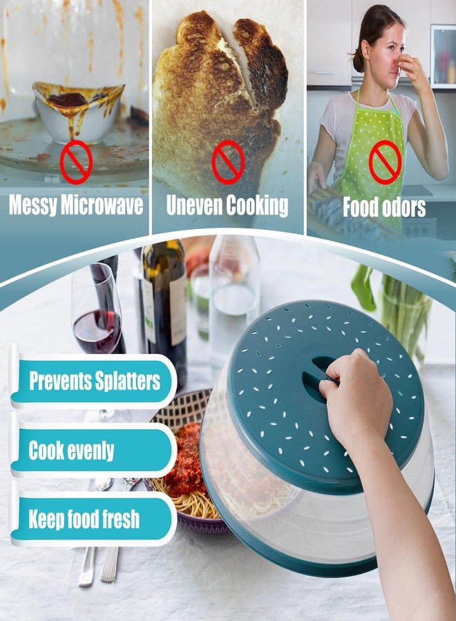 WENWELL Large Microwave Splatter Cover & Silicone Mat,12 Inchs Vented Collapsible Guard dish Plate lid & Round Kitchen mat for food - Image 4