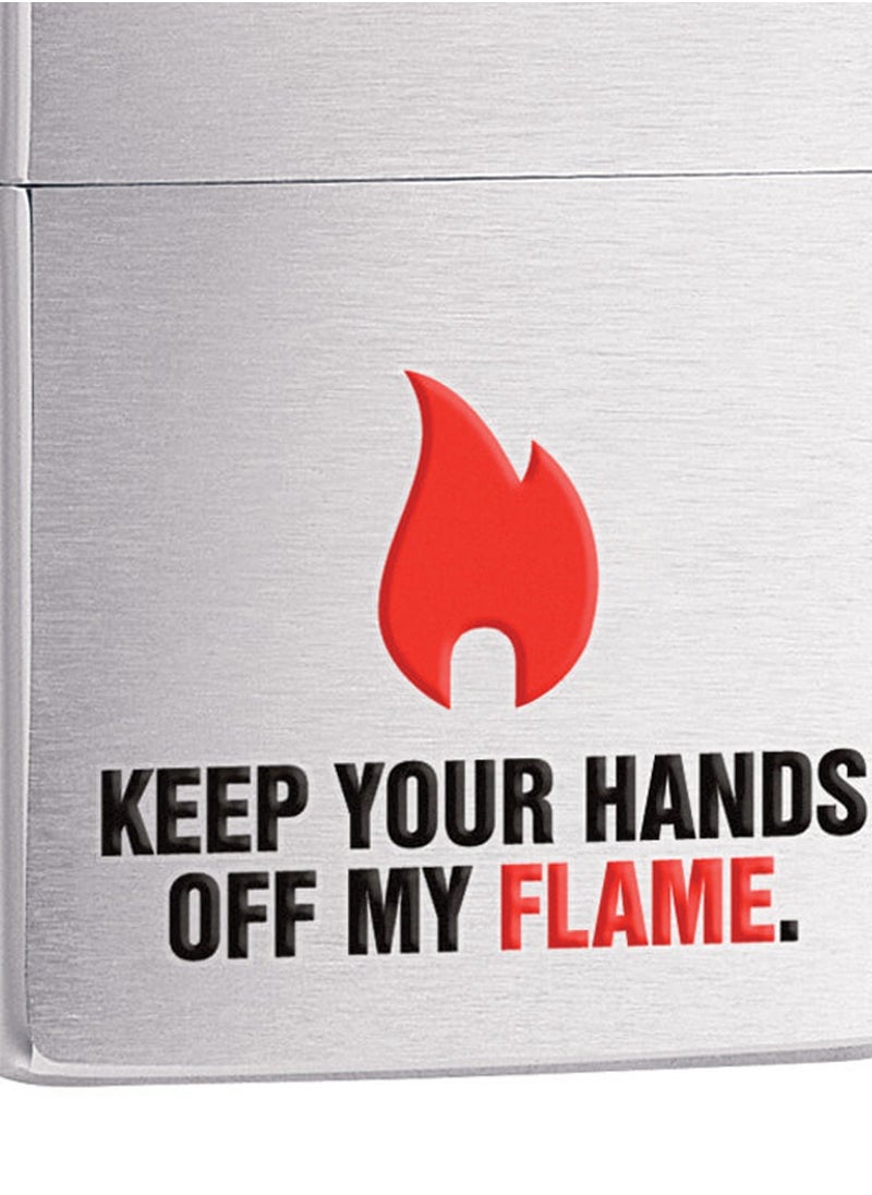 Zippo Zippo Brushed Chrome Keep Your Hands Off My Flame Lighter  - Image 2