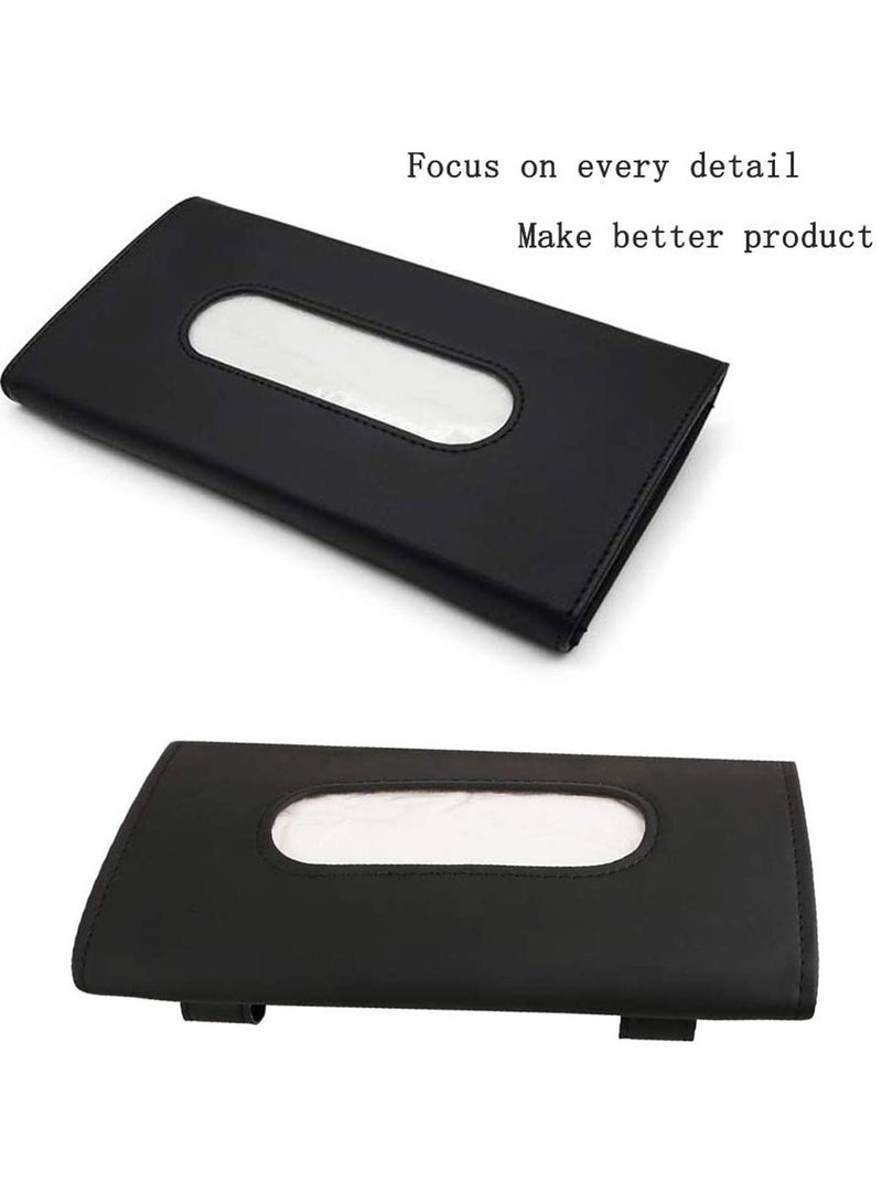 كابتن تيك Car Visor Tissue Holder Black Beige Paper Dispenser PU Leather Napkin Cover Vehicle Accessories Pocket Organizer Pouch Hanging Box Durable Storage - Image 2