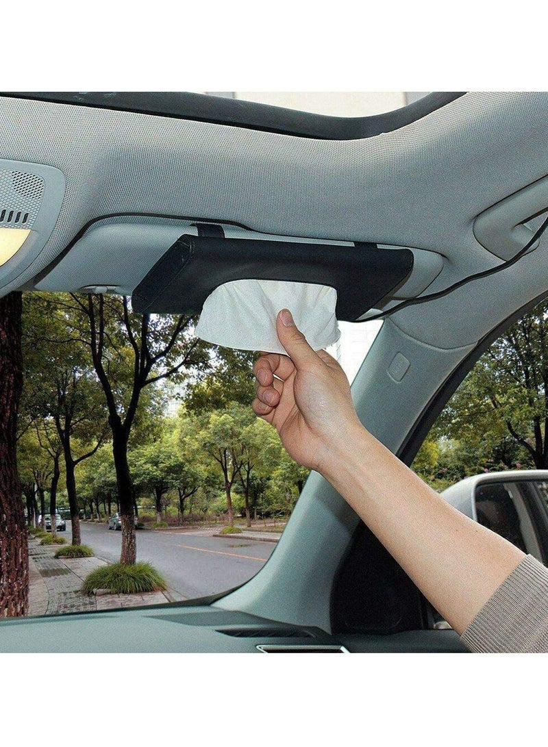 كابتن تيك Car Visor Tissue Holder Black Beige Paper Dispenser PU Leather Napkin Cover Vehicle Accessories Pocket Organizer Pouch Hanging Box Durable Storage - Image 3
