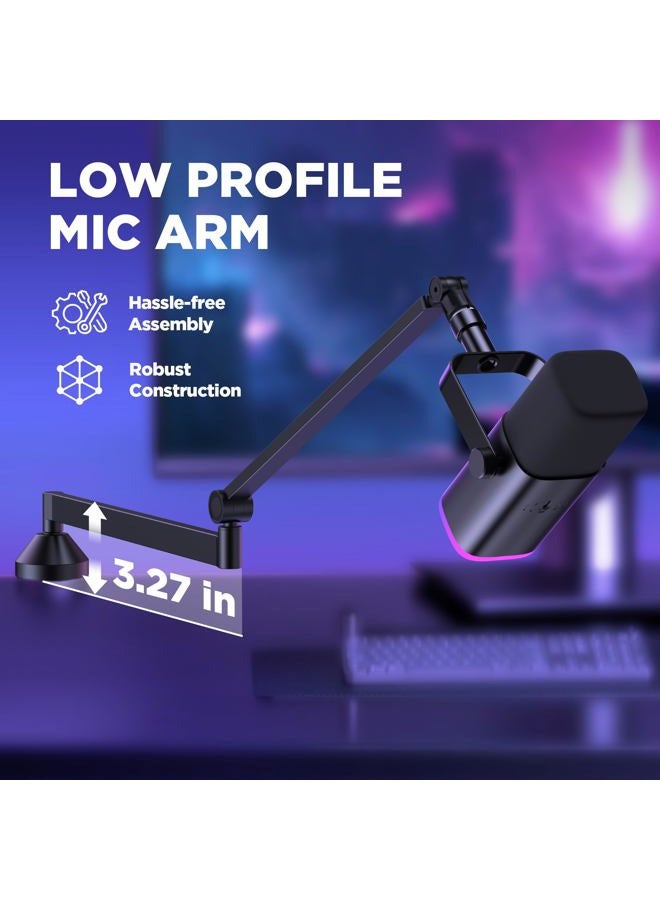 InnoGear Boom Arm, 360° Rotatable Low Profile Mic Arm Microphone Stand, Foldable Desk Microphone Arm for Fifine AM8 K669B Blue Yeti HyperX QuadCast SoloCast AT2020, with Mic Clip 3/8" to 5/8" - Image 2