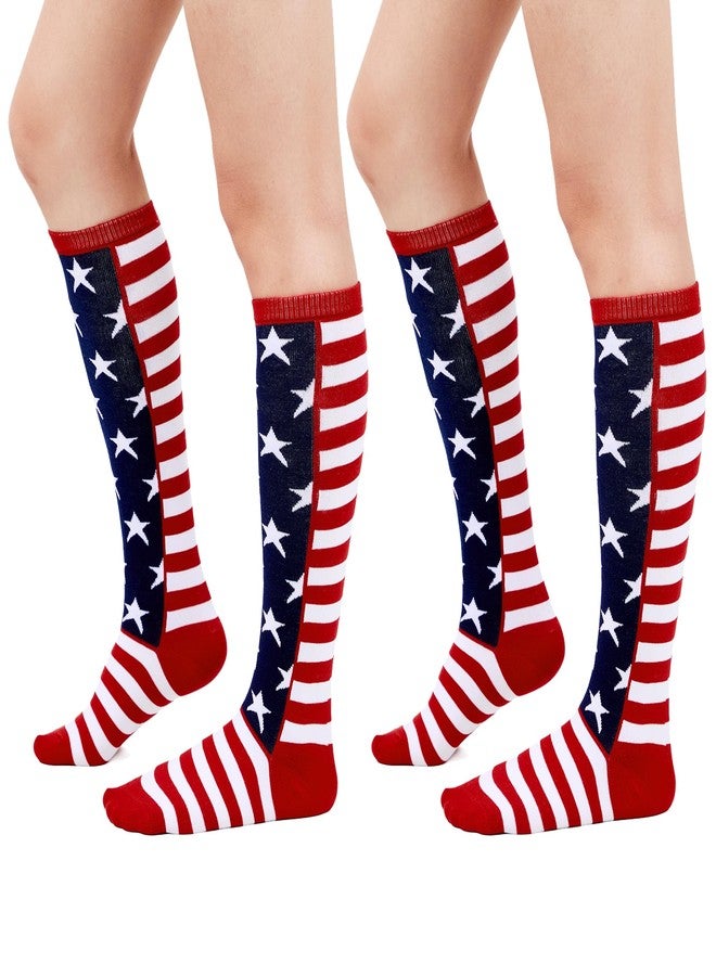 أمريكان تريندز جوارب بنجوم وخطوط العلم الأمريكي للبيسبول والسوفتبول وكرة القدم الأمريكية، مناسبة للشباب والكبار من الأولاد والبنات والنساء والرجال، عبوة من قطعتين - Image 2
