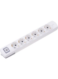 Konza Six-Plug Grounded Terminal Group with Socket Switch White  - Image 3