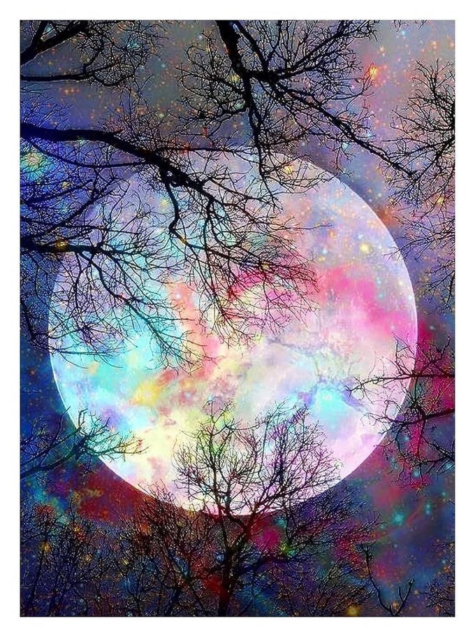 5D DIAMOND PAINTING KITS FOR KIDS AND ADULTS MOON TREE FULL ROUND DIAMOND ART NIGHT PAINT BY NUMBERS KITS RHINESTONE EMBROIDERY CROSS STITCH ARTS CRAFT FOR HOME WALL DECOR