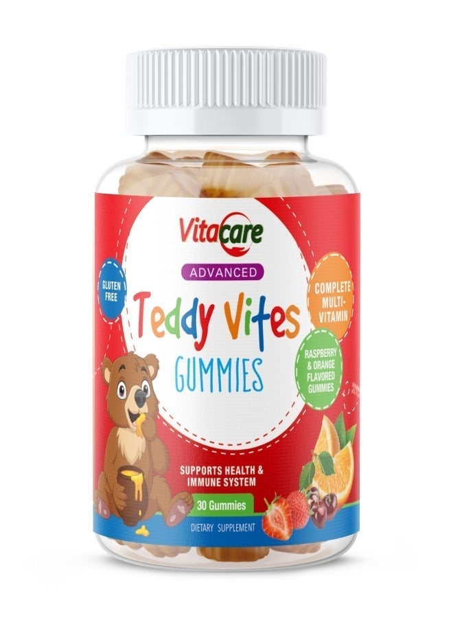فيتا كير فيتاكير أدفانسد تيدي فايتس – مالتي فيتامين للأطفال على شكل Gummies، تركيبة بجودة أمريكية، يحتوي على 23 فيتامينًا ومعادن أساسية، مصنع وفق معايير GMP، في منشأة مسجلة لدى FDA بالولايات المتحدة، Gummies لذيذة للأطفال، للاستخدام اليومي، خالي من الجلوتين - Image 1
