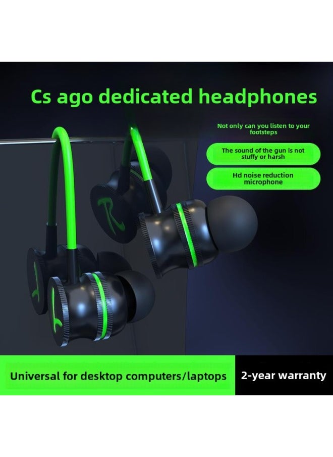 Generic - Listening Sound Identification Csgo Special Gaming Headset Wired In-ear Desktop Computer Notebook With Microphone Cf E-sports Cs-Color:Official Standard Configuration-电竞 Green ☆ 3.5mm Round Hole [ ★ Listen To The Sound And Identify The Position. ☆ HiFi Sound Quality] - Image 1