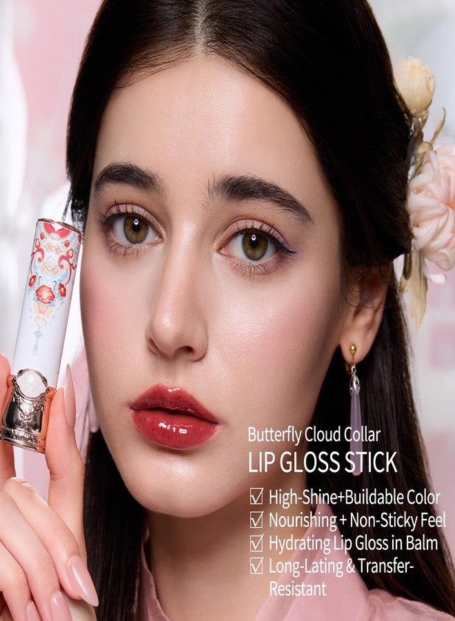 Flower Knows روج لامع بترولي من فلاور نوز بتصميم طوق الفراشة، مرطب شفاه صلب، بلسم شفاه ملون باللون الأحمر، لمسة طويلة الأمد من اللمعان في بلسم للفتيات والنساء، نباتي وخالي من القسوة (C09 كامليا) - Image 5