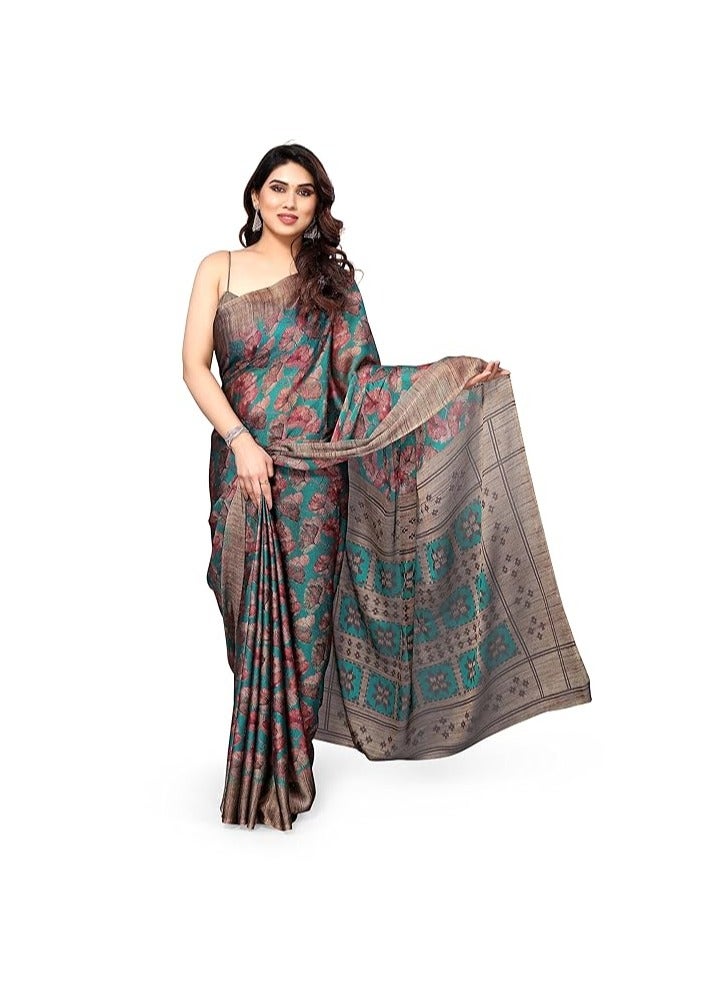 Accessorize Kingdom Women's Designer Chiffon Floral Prints Saree with Blouse Piece  - Image 1