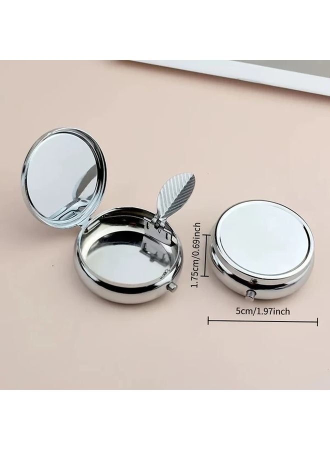 Silvery Metal Portable Circular Ashtray Compact Travel Car Smokers Accessory - Image 4