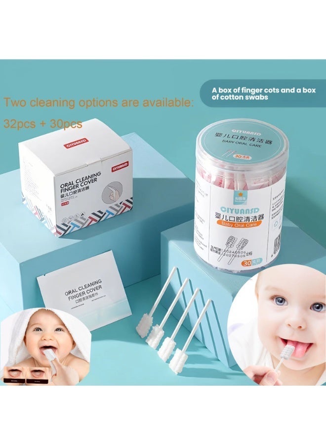 NIBEMINENT 62Pcs Disposable baby oral cleaning Baby Tongue Cleaner, Baby tooth cleaner, Newborn finger set toothbrush, Infant Toothbrush,For Babies and Toddlers - Image 1