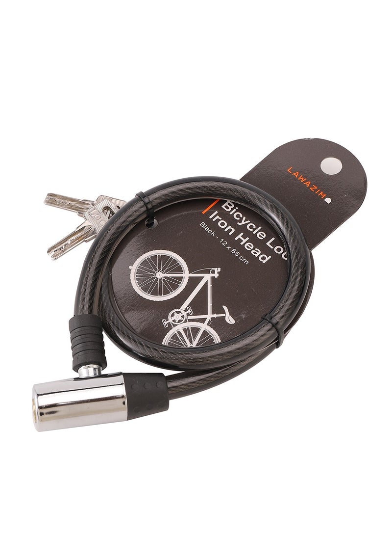 LAWAZIM Heavy-Duty Bicycle Lock with Cable - Iron Head Security Anti-Theft Design 12x65cm - Versatile Bike/Motorcycle Security Solution | Bike Lock Holder Security Cable Lock Cycling Gear Outdoors  - Image 1