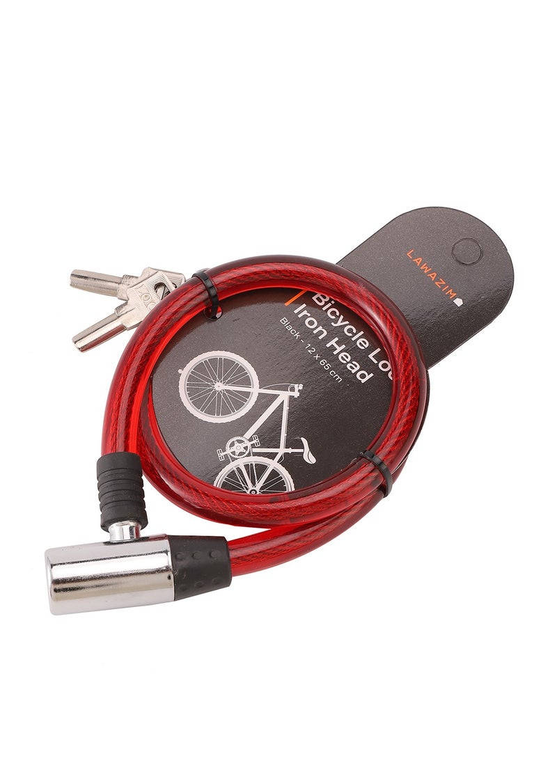 LAWAZIM Heavy-Duty Bicycle Lock with Cable - Iron Head Security Anti-Theft Design 12x65cm - Versatile Bike/Motorcycle Security Solution | Bike Lock Holder Security Cable Lock Cycling Gear Outdoors  - Image 3