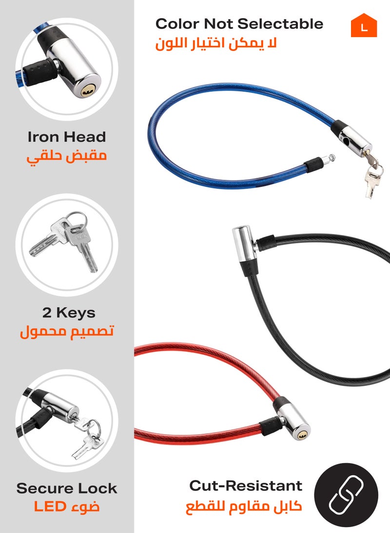 LAWAZIM Heavy-Duty Bicycle Lock with Cable - Iron Head Security Anti-Theft Design 12x65cm - Versatile Bike/Motorcycle Security Solution | Bike Lock Holder Security Cable Lock Cycling Gear Outdoors - Image 2
