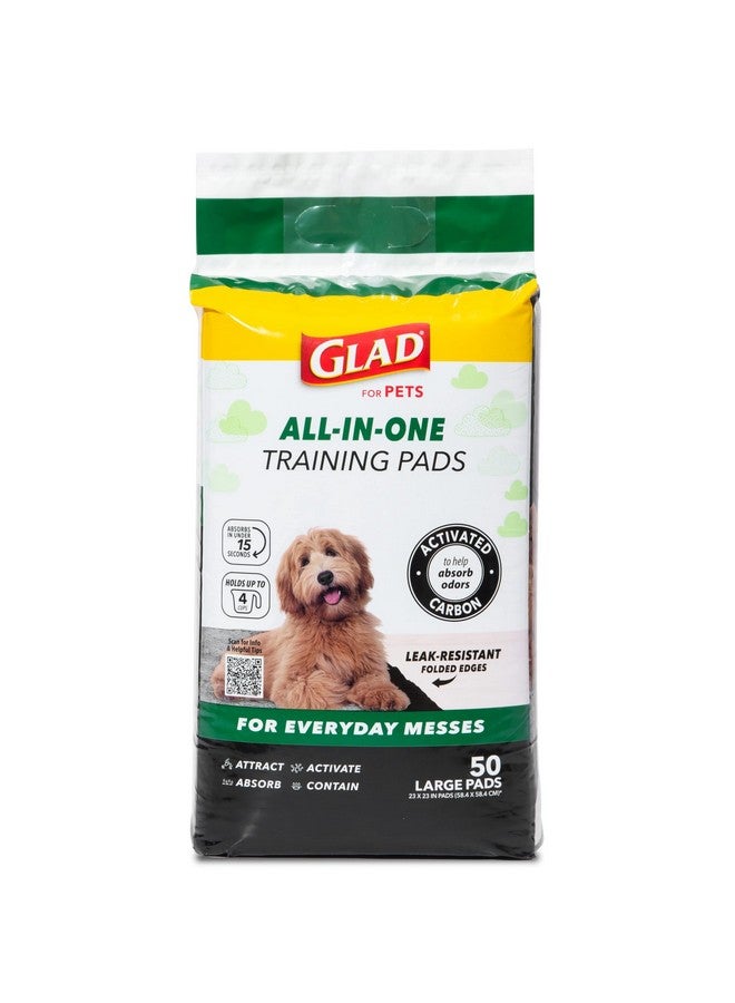 Glad for Pets Black Charcoal Puppy Pads - Super Absorbent Disposable Dog Pee Pads, Potty Training Pads, and Pet Supplies - Dog Pee Pads for Crate Training and Indoor Use 23" x 23" - 50 Count - Image 1