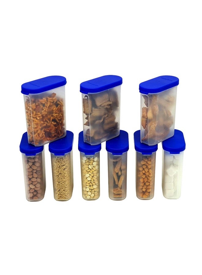 Mahaware Polypropylene Plastic Container Set - 275ml, Set of 9, Blue and White - Image 1