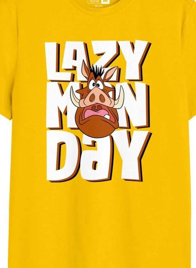 بون أورغانيك Men's Yellow 100% Cotton Printed Regular Fit T-Shirt