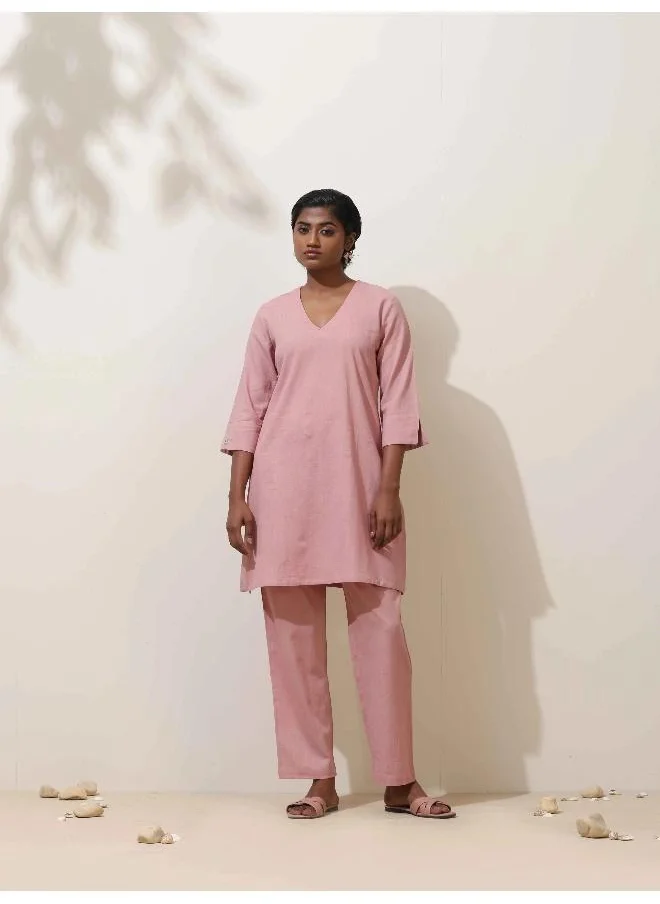 ترو برونز trueBrowns Lilac Cotton Kurta Co-Ord Set