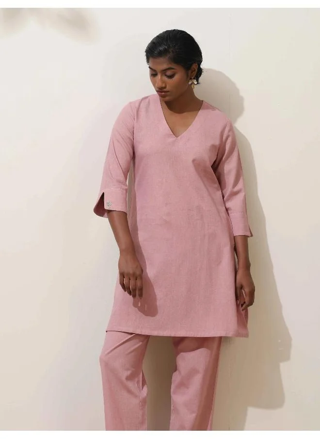 ترو برونز trueBrowns Lilac Cotton Kurta Co-Ord Set