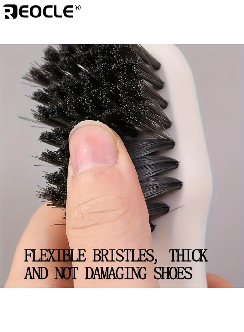 ريوكل مجموعة فرشاة أحذية مريحة (قطعتان) بمقبض طويل وموزع صابون مدمج فرشاة ناعمة للتنظيف اللطيف للأحذية والجزم والمجوهرات أداة تنظيف متعددة الاستخدامات - Image 4
