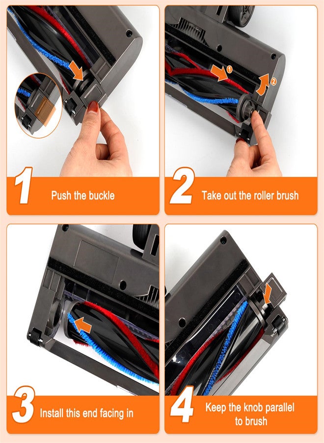 ملحقات مكنسة كهربائية لديسون V8 V11 V10 V7 V15، ملحق مكنسة لتنظيف الأرضيات الخشبية مع ضوء LED، قطع غيار رأس فرشاة أسطوانية توربينية على شكل V - Image 2