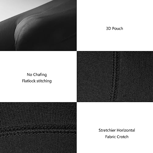 POUDEW Men's Breathable Viscose Moisture Wicking No Roll Waistband Tagless Underwear Boxer Briefs, Pack of 5 (X-Large, Black/Black/Black/Black/Black) - Image 4