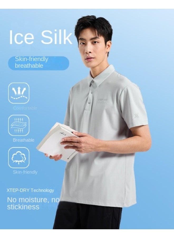 XTEP Ice Silk Fabric】men's Summer Sports T-shirt, Breathable, Versatile, Slim-fit Polo, Fashionable Casual Commuter Shirt - Image 1