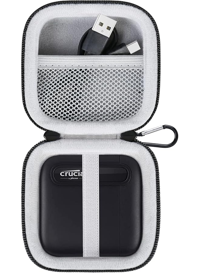 Lacdo Hard Drive Carrying Case For Crucial X6 X9 Pro X10 Pro Portable Ssd 500Gb 1Tb 2Tb 4Tb Usb 3.2 External Solid State Drive Shockproof Water Repellent Storage Travel Bag Black Plus Gray  - Image 1