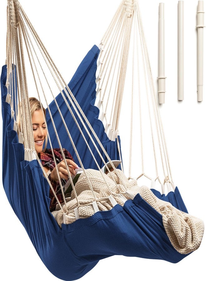 EXTIRIO Hanging Hammock Chair Swing - Hanging Chair Outdoor & Indoor - Hammock Swing Chair - Quick & Easy Setup with Hardware Kit - Durable & Spacious Full Body Support - Holds 440 Lbs - Image 1