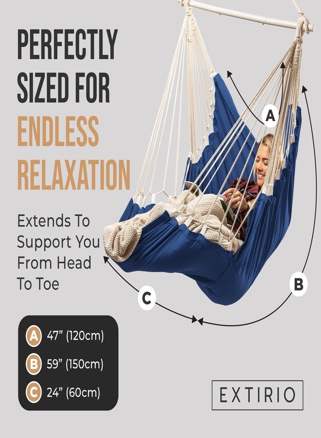 EXTIRIO Hanging Hammock Chair Swing - Hanging Chair Outdoor & Indoor - Hammock Swing Chair - Quick & Easy Setup with Hardware Kit - Durable & Spacious Full Body Support - Holds 440 Lbs - Image 2